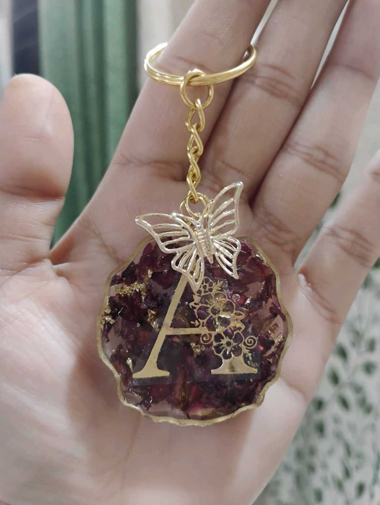 Resin Keychain With Alphabet A
