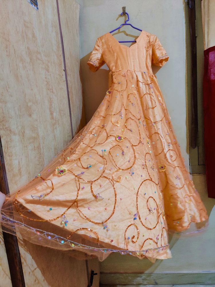Net One Piece Gown With Dupatta