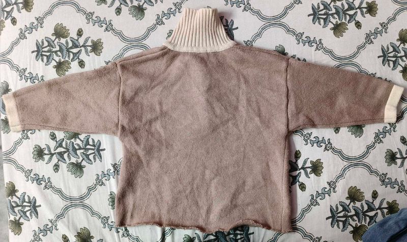 Beige Turtleneck Knit Top