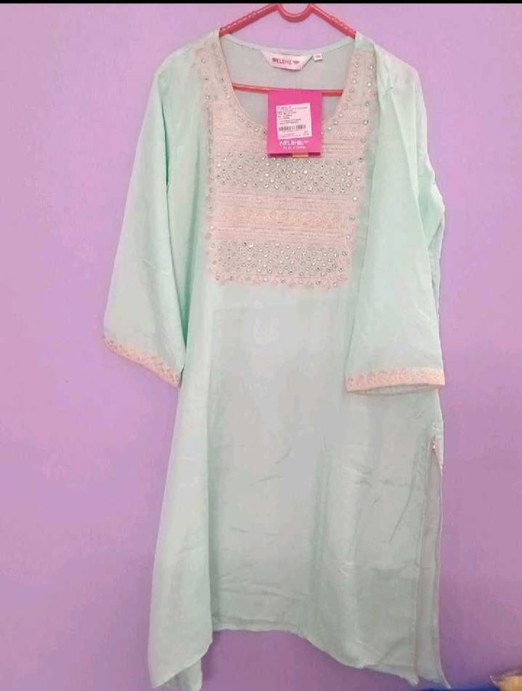 Elegant Light Green 3 piece  Kurta set
