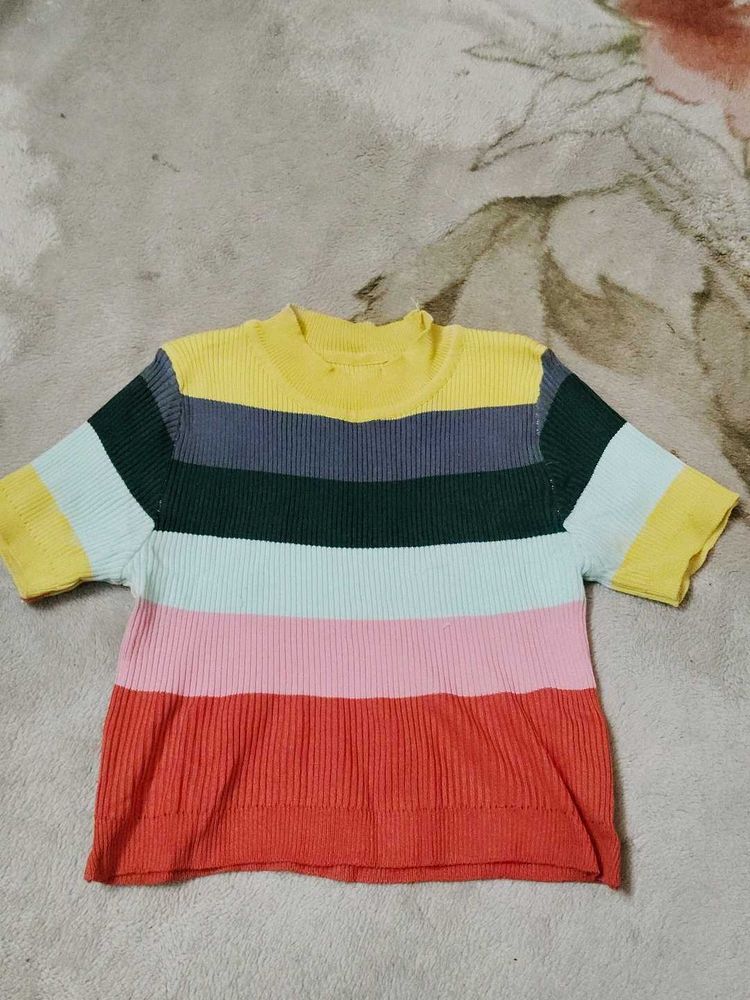 Striped Knit Crop Top