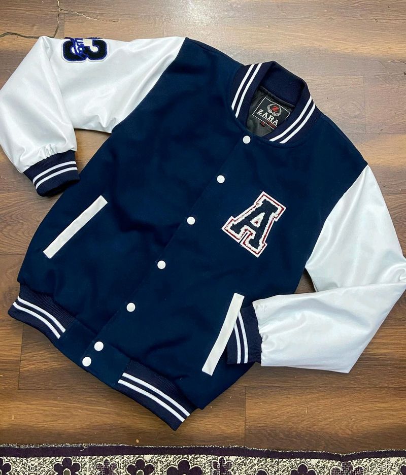Zara Men Varsity Blue Jacket