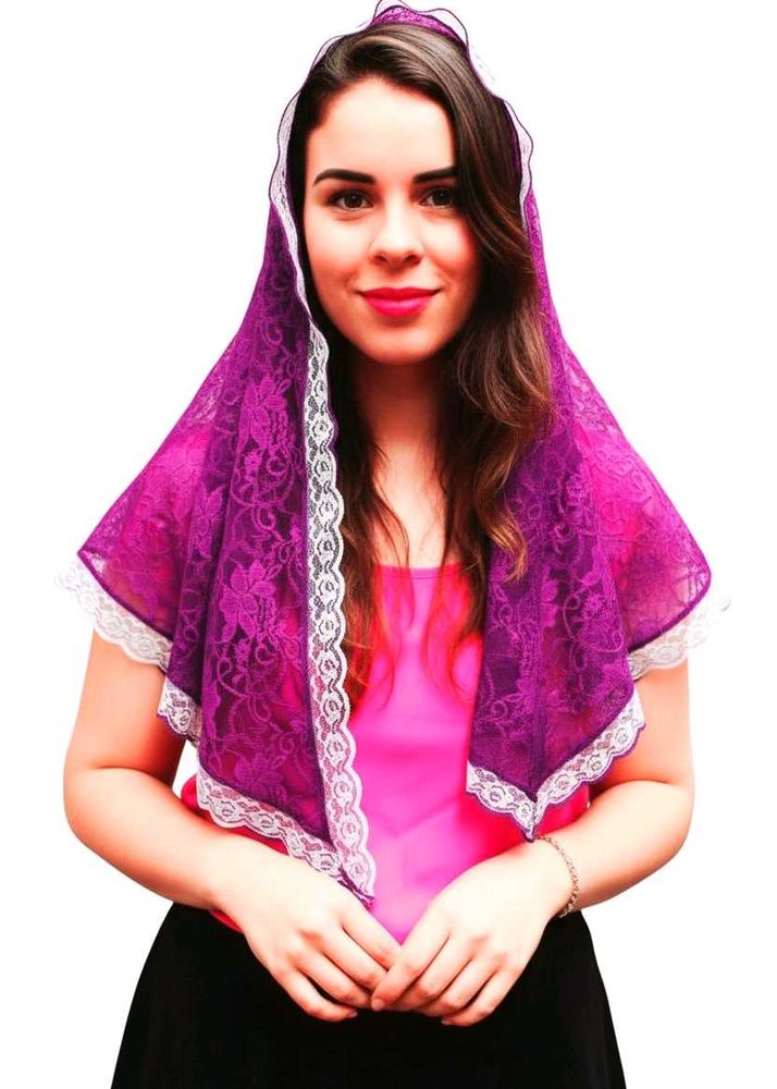 Purple Lace Scarf For Church Prayer and Mass Chris