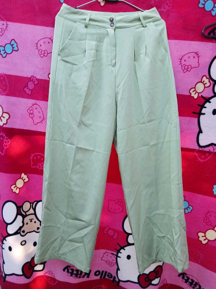 Green Wide Leg Formal  Trousers