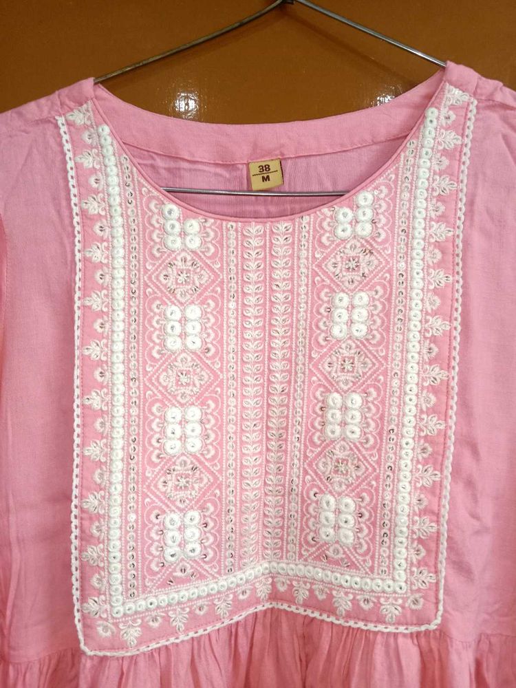 Pink embroidered sharara suit