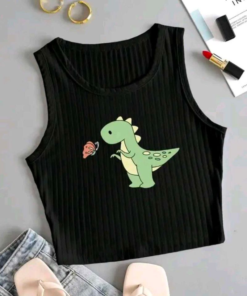 Dino Graphic Ribbed Tank Top
