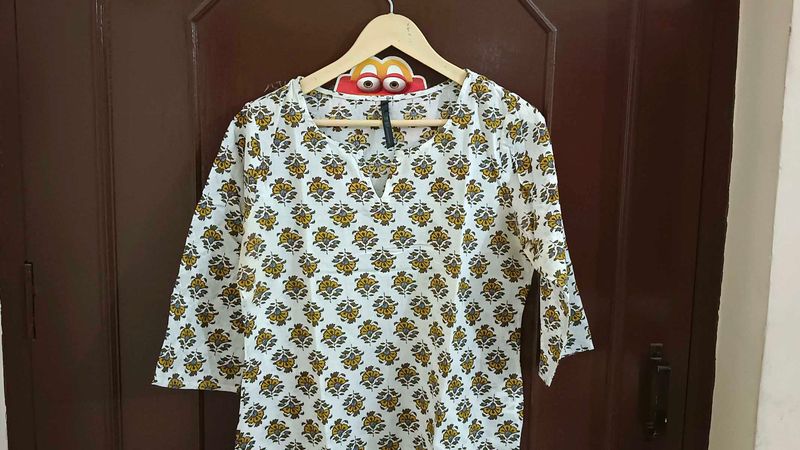 White Floral Kurti