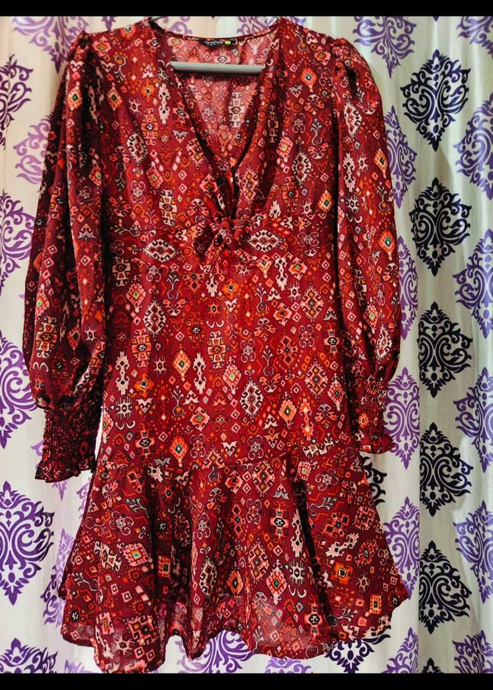 Red Beutiful Sleeve Dress