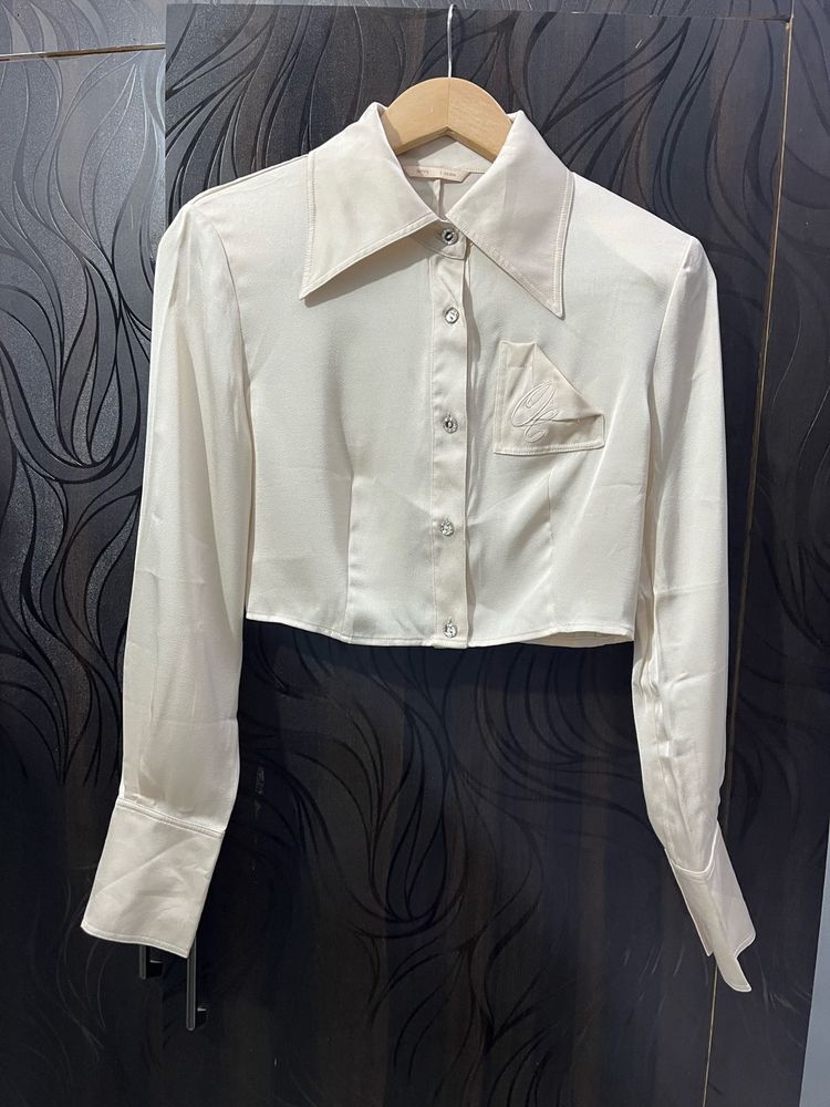 Cream Crop Top Shirt