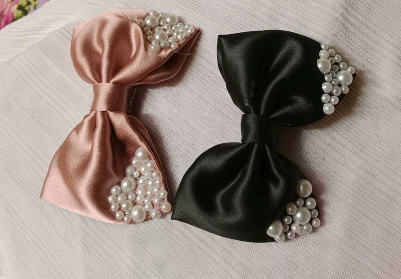 Pearl Embellished Hair Bows