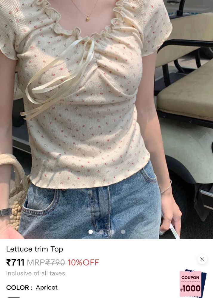 Floral Lettuce Trim Top