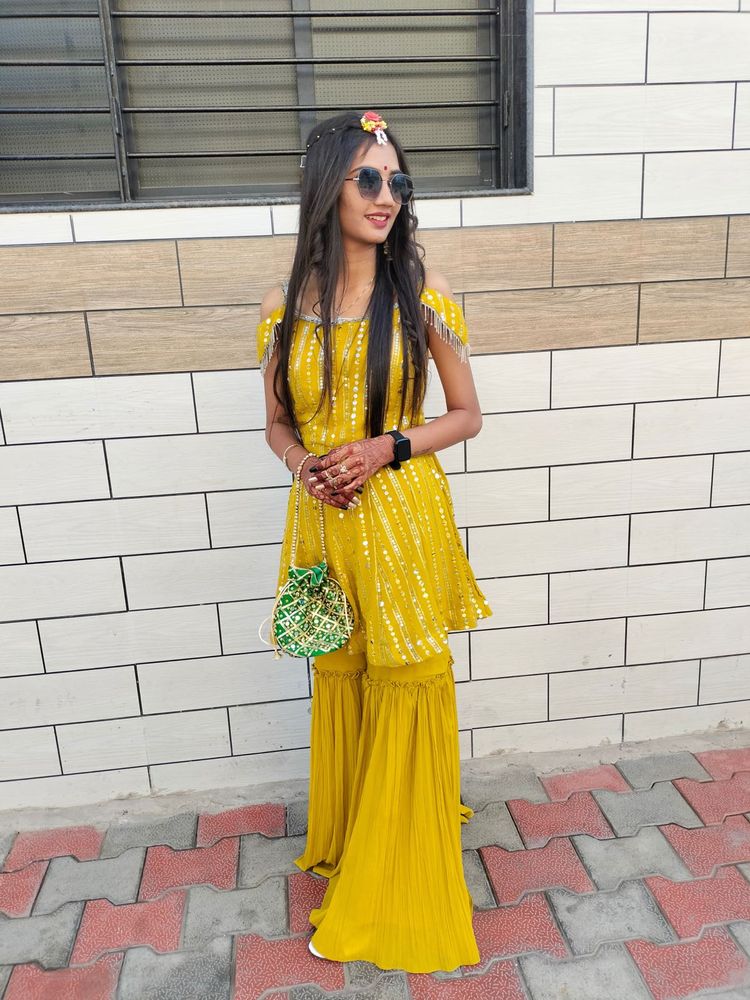 Gorgeous Yellow Sharara Set