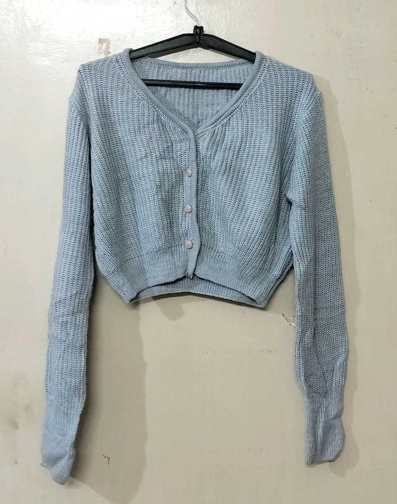 Grey Knit Cardigan for Women