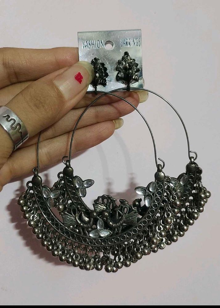 Oxidized Hoop Earring