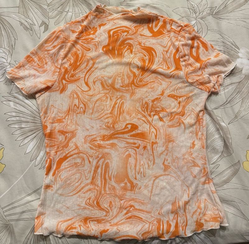 Orange Abstract Print Top