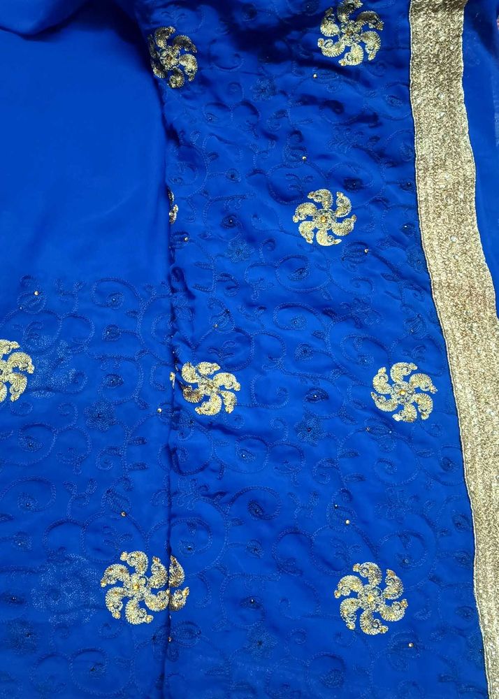 Royal Blue Embellished Saree