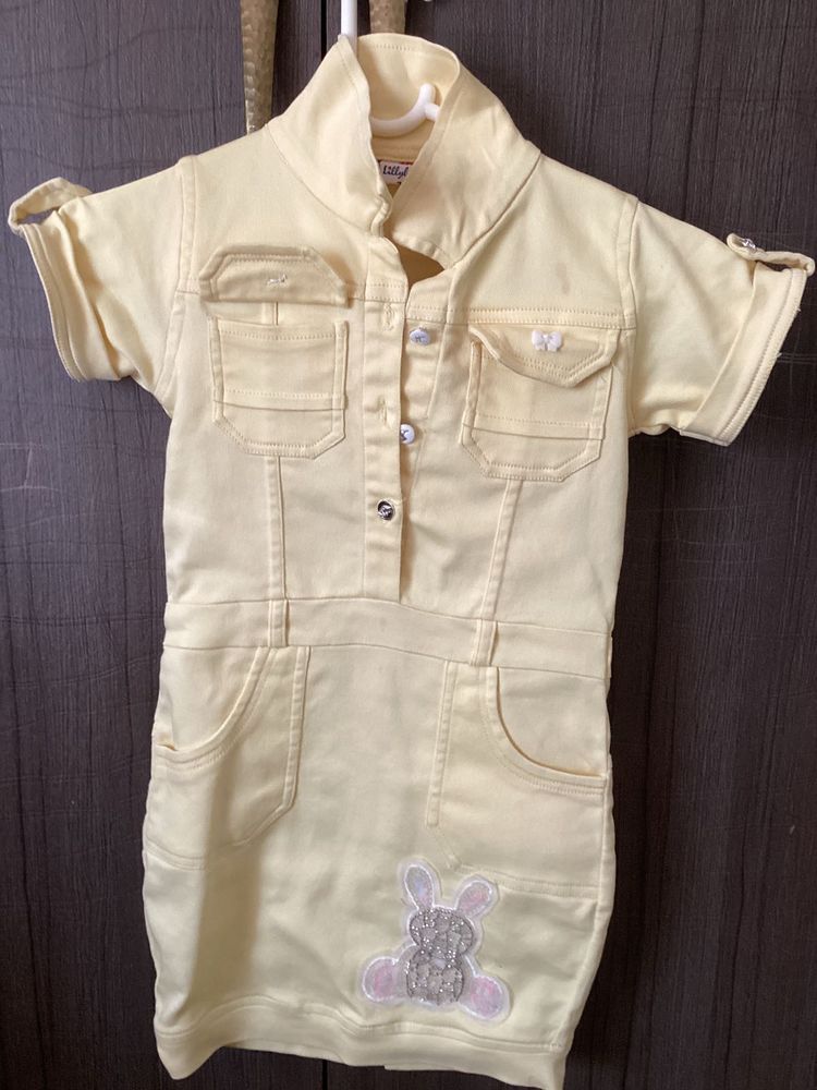 Cute Yellow Dress with Bunny Applique