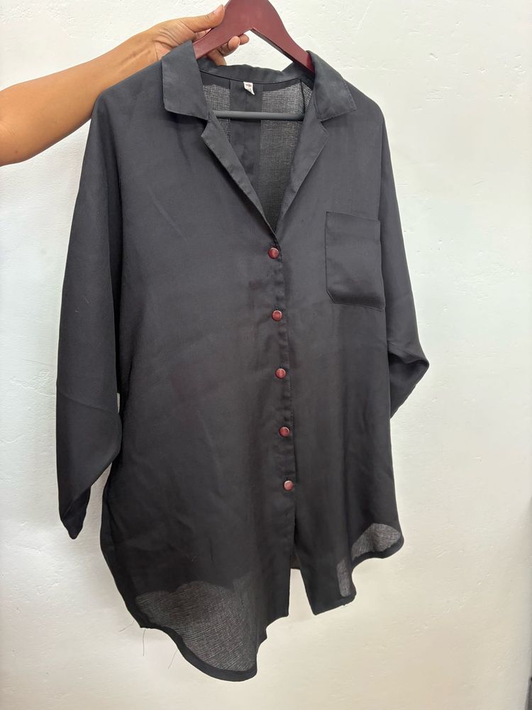 Stylish Black Button-Down Top