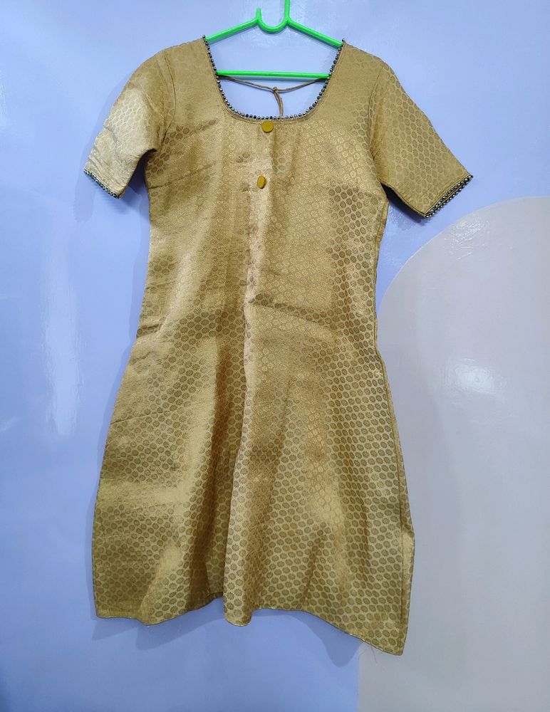Golden Silk Embellished Kurta