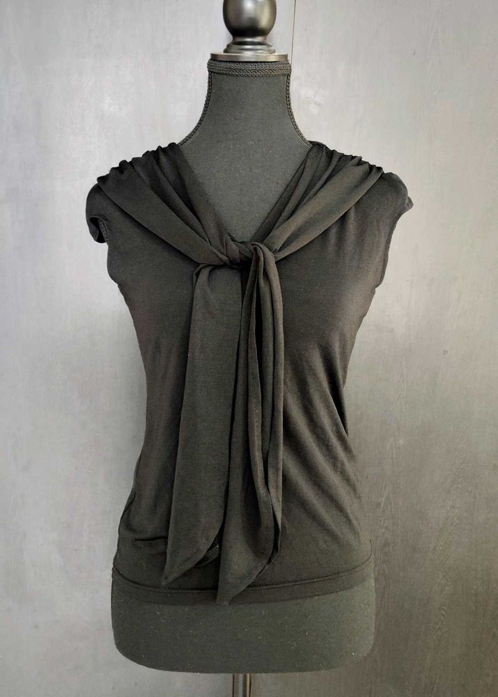 Olive Green Tie-Front Top