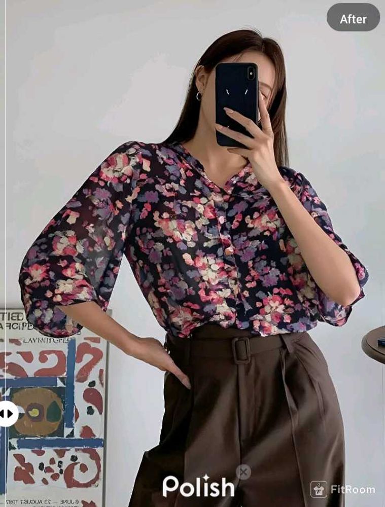 New With Tag Korean Floral Print Blouse