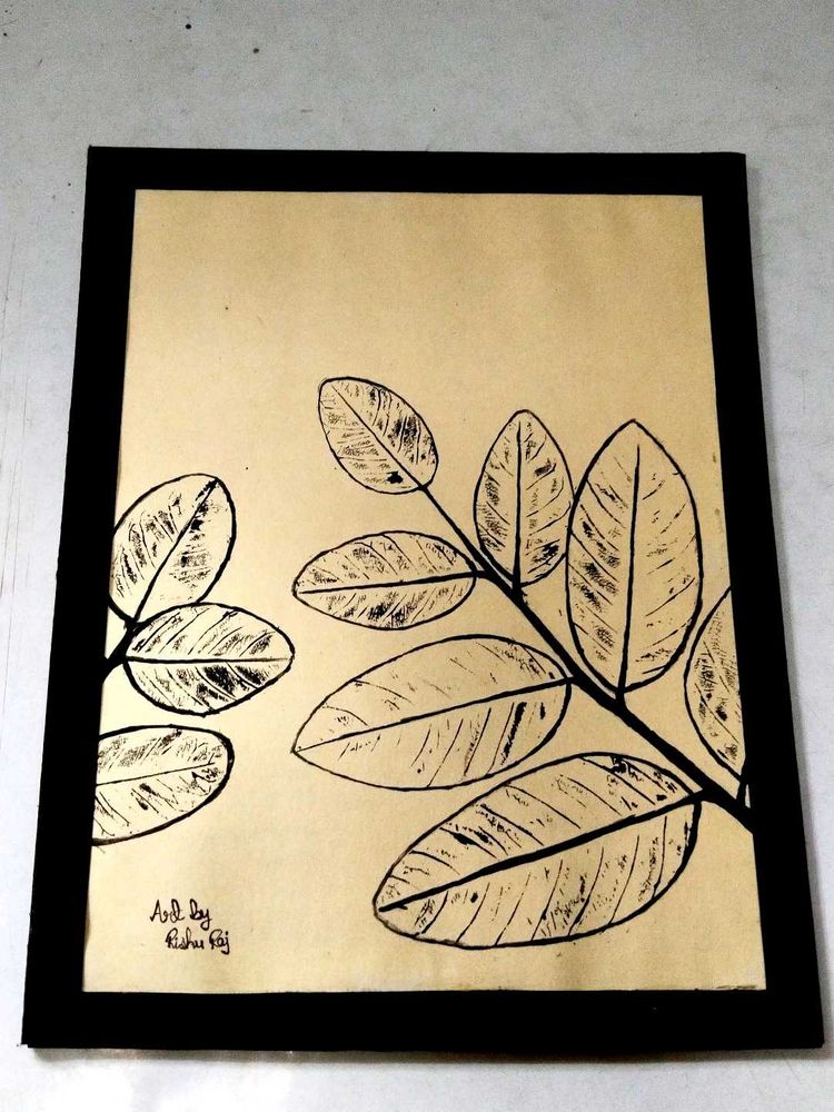 Leaf Print Handmade Painting Art With Frame 🖼️