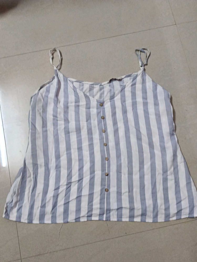 Striped Button Cami Top