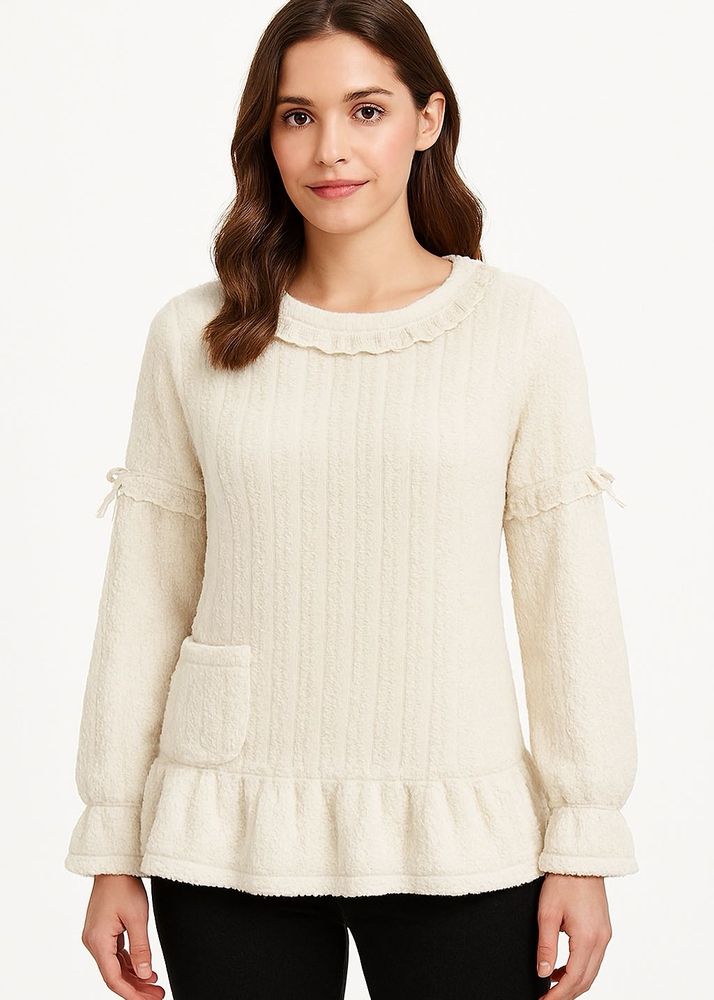 Ruffle Trim Knit Top