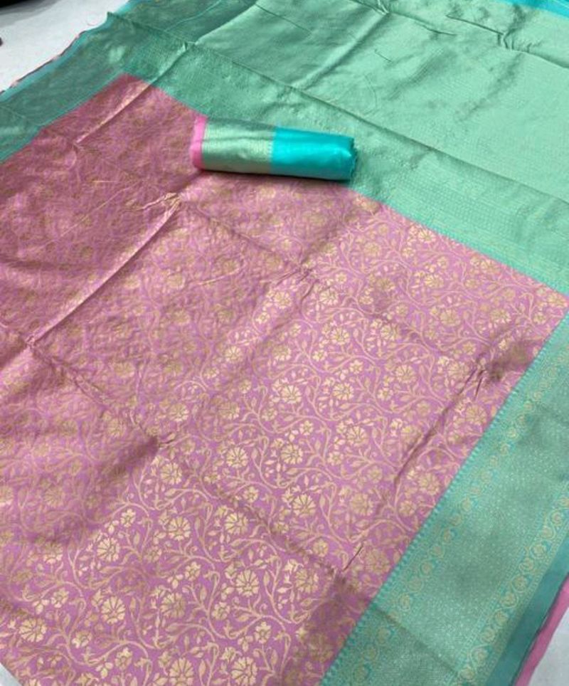 Kanchipuram Silk Jacquard Board Saree With Blouse Peace