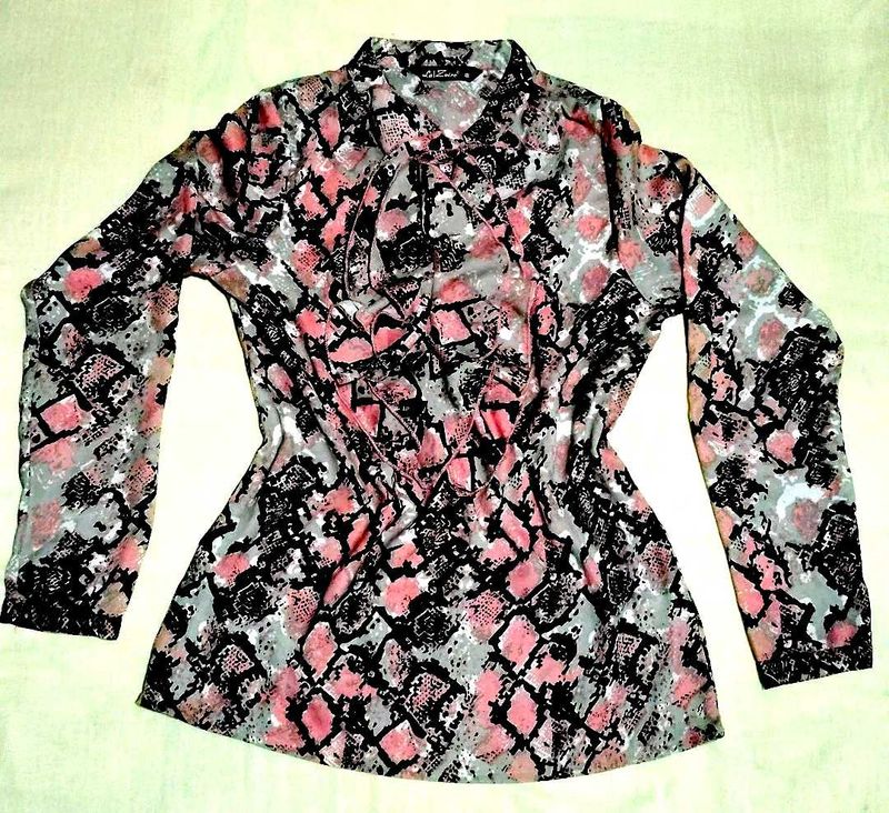 Snakeskin Print Ruffled Top.
