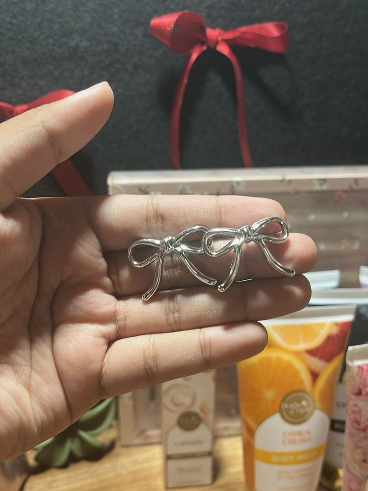 Silver Bow Earrings