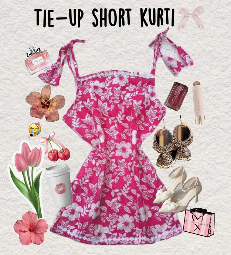 Floral Tie Up Short Kurti🌸