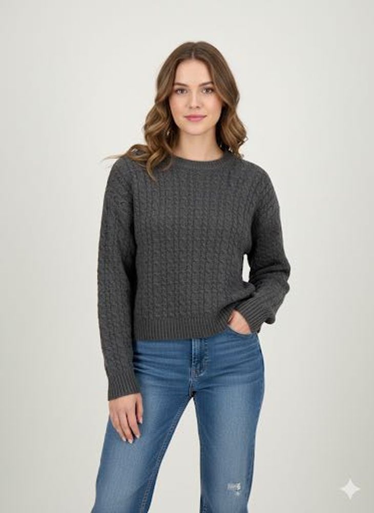 Stylish Gray Knit Pullover Sweater