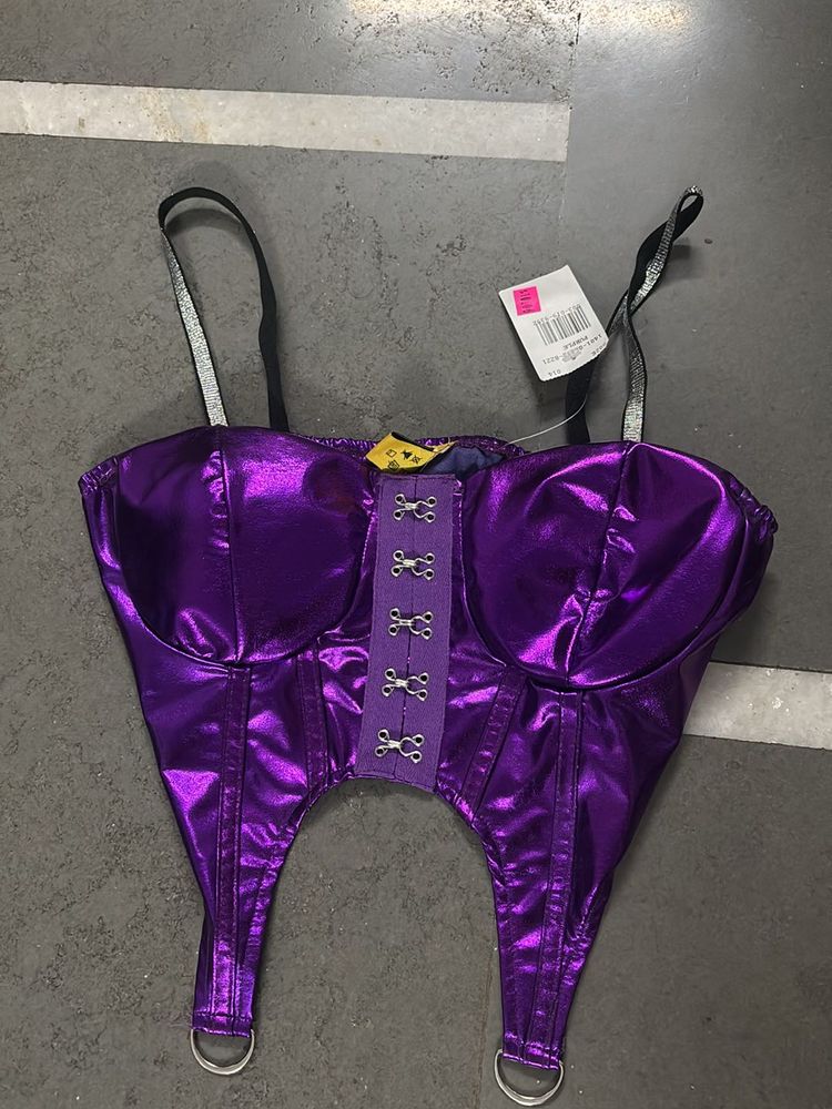 Party Purple Shiny Corset Top