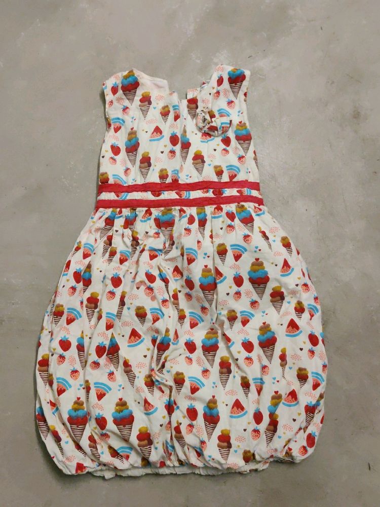 Ice Cream &amp; Strawberry Printed Lovely Frock