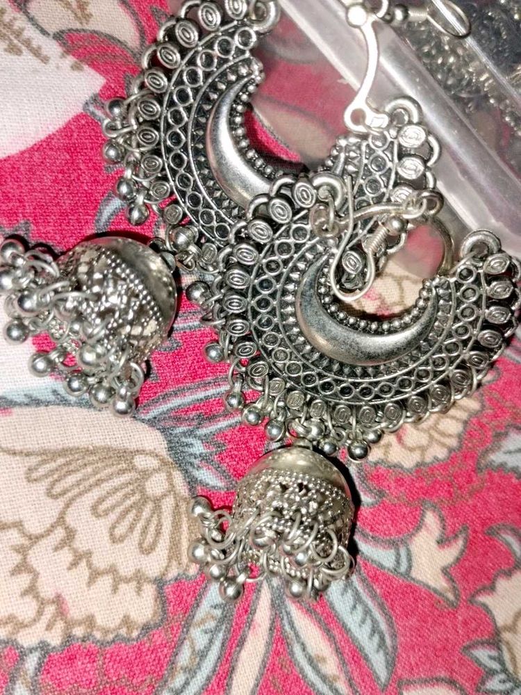 Silver Jhumka Earrings