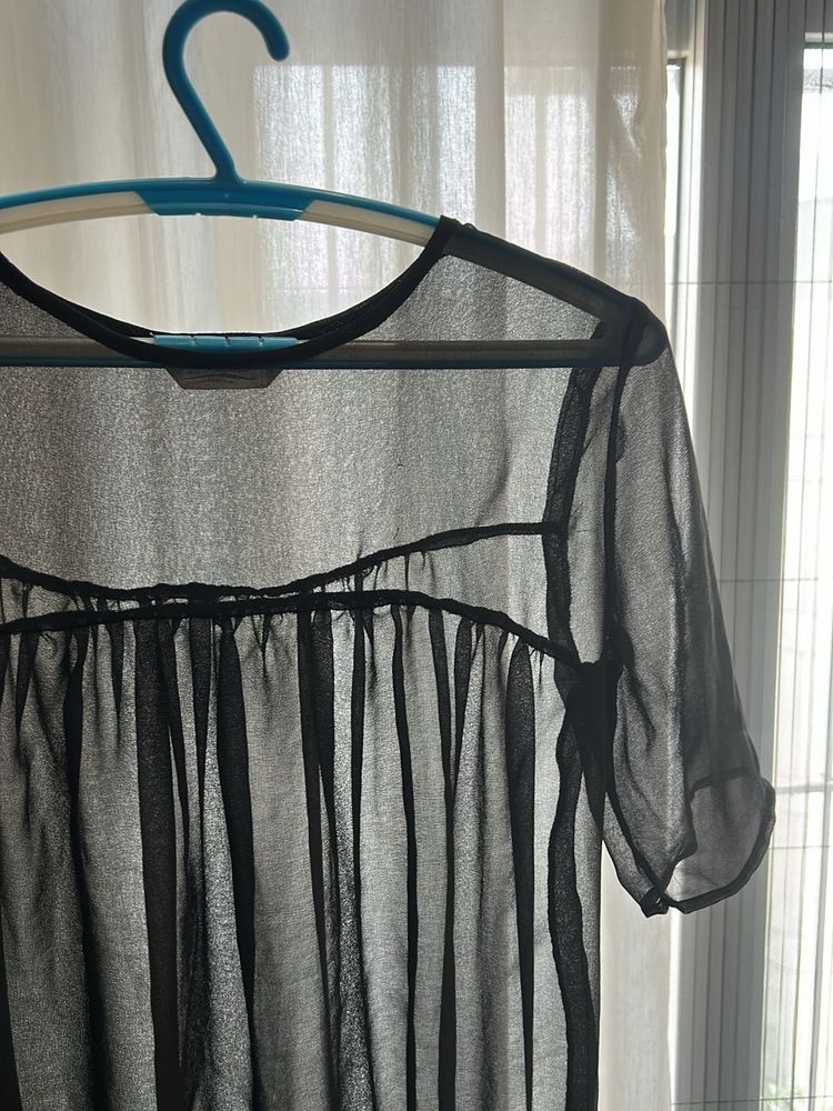 Sheer Black Tunic Top