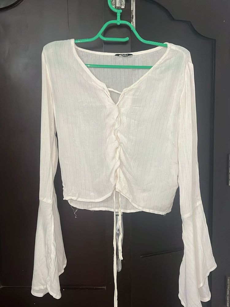 Westside White Bell Sleeves Top