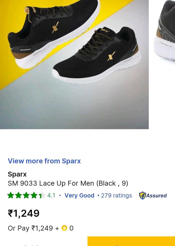 Sparx Black Lace-Up Sneakers