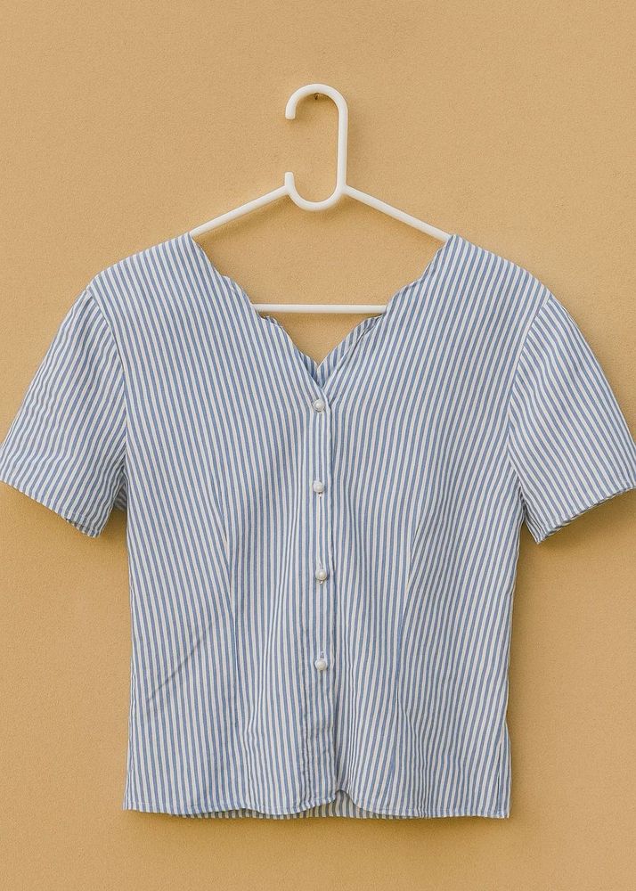 Blue &amp; White Striped Button-Down Cotton Top