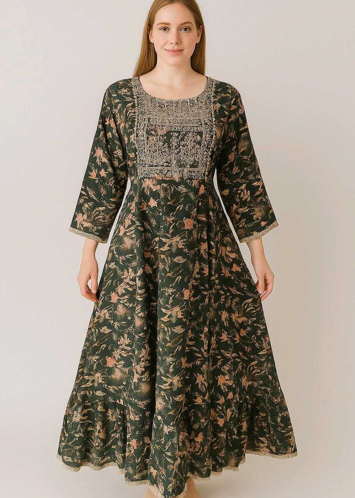 Beautiful Forest Green Anarkali Kurti 😍🫠
