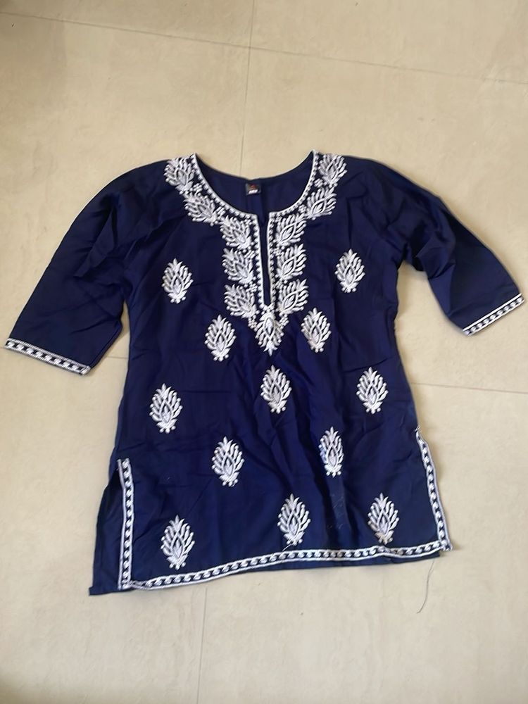 Navy Embroidered Tunic