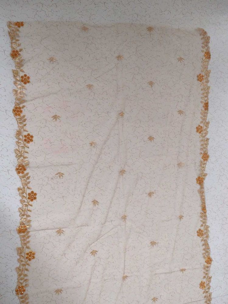 Elegant Embroidered Golden Dupatta