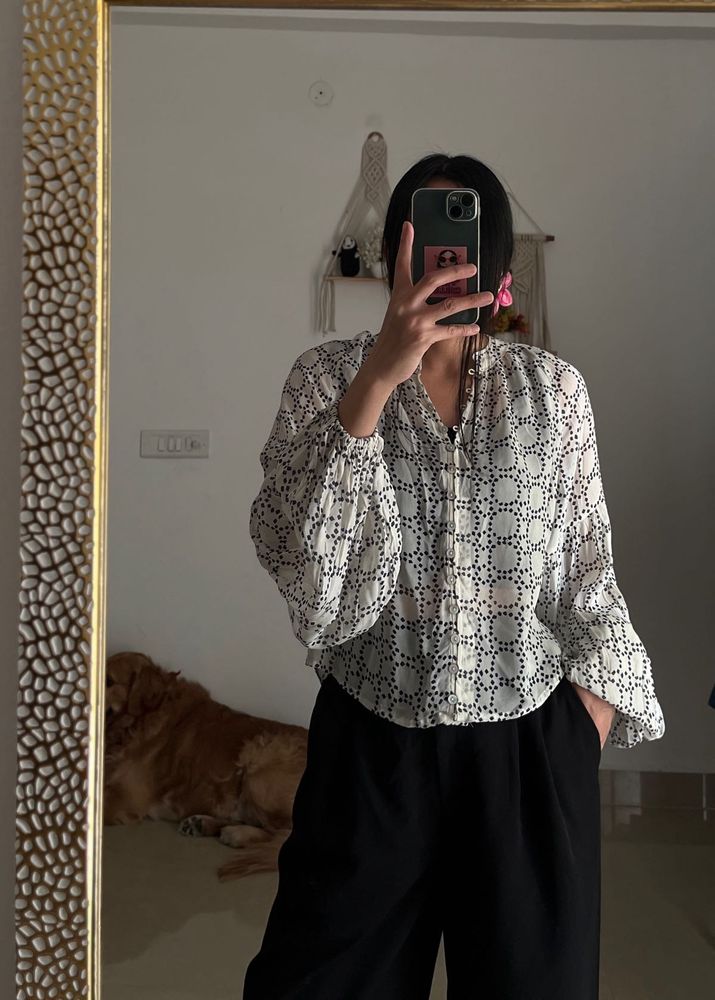 MINT VELVET Cream Geometric Print Blouse