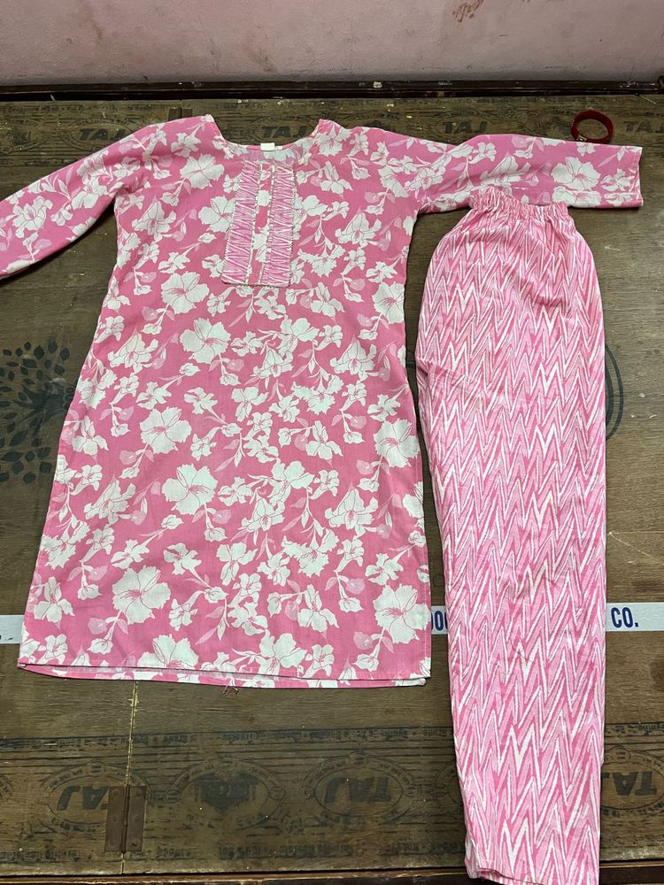 Pink Floral Kurta Set
