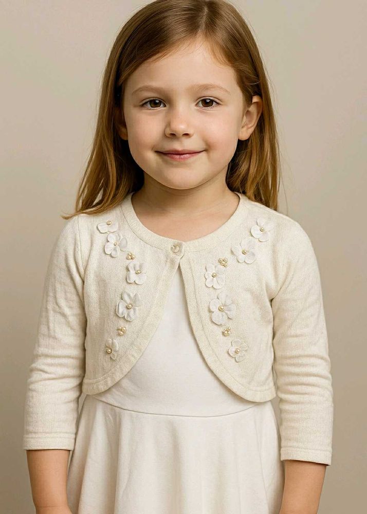 American Princess White Floral Bolero Cardigan