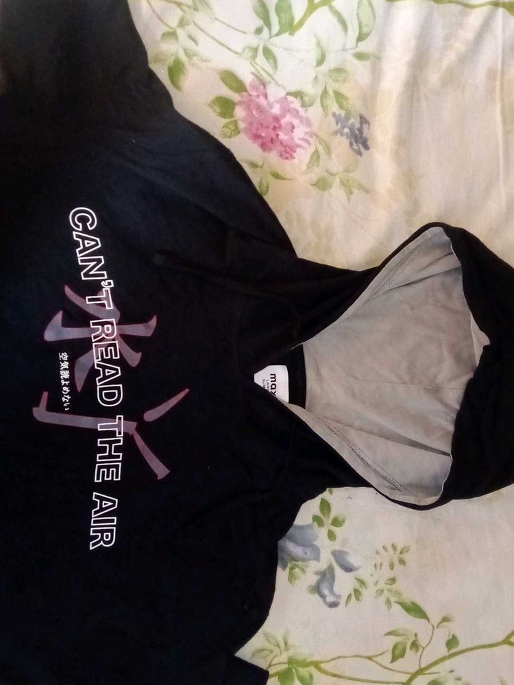 Black Graphic Print Hoodie