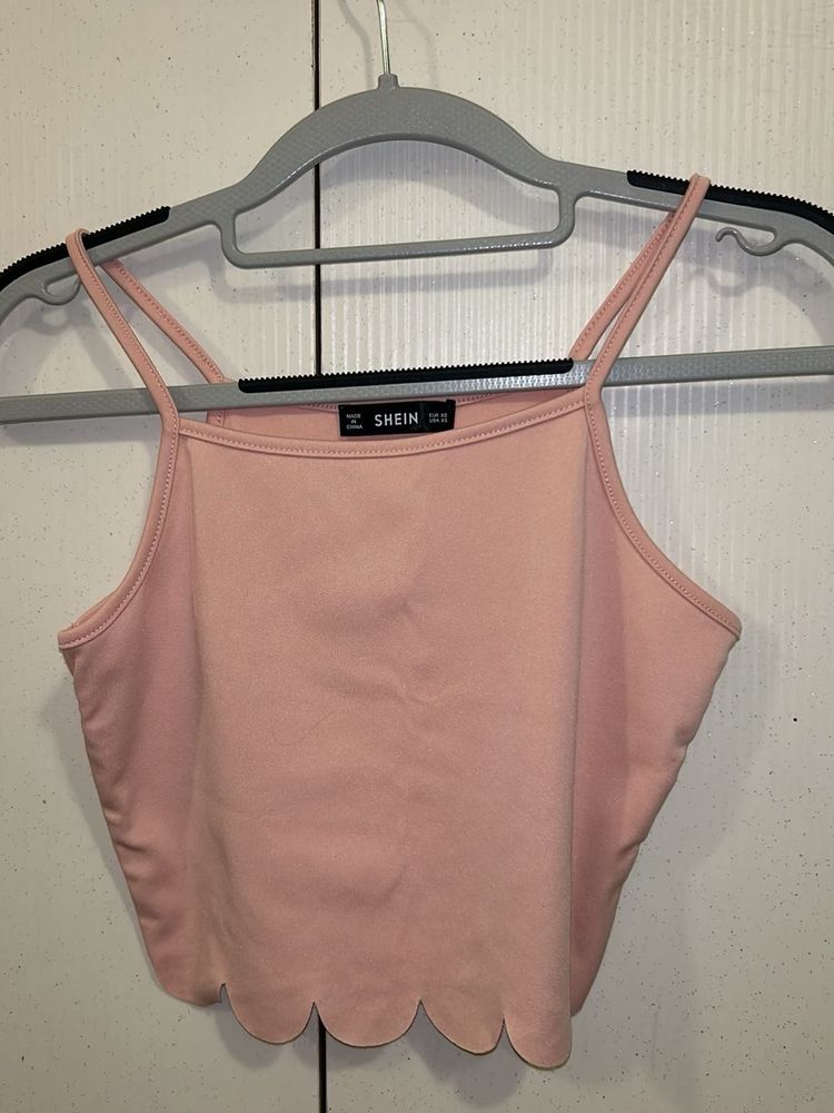 Peach-pink Crop Top