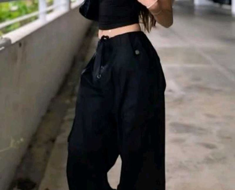 Black parachute pants