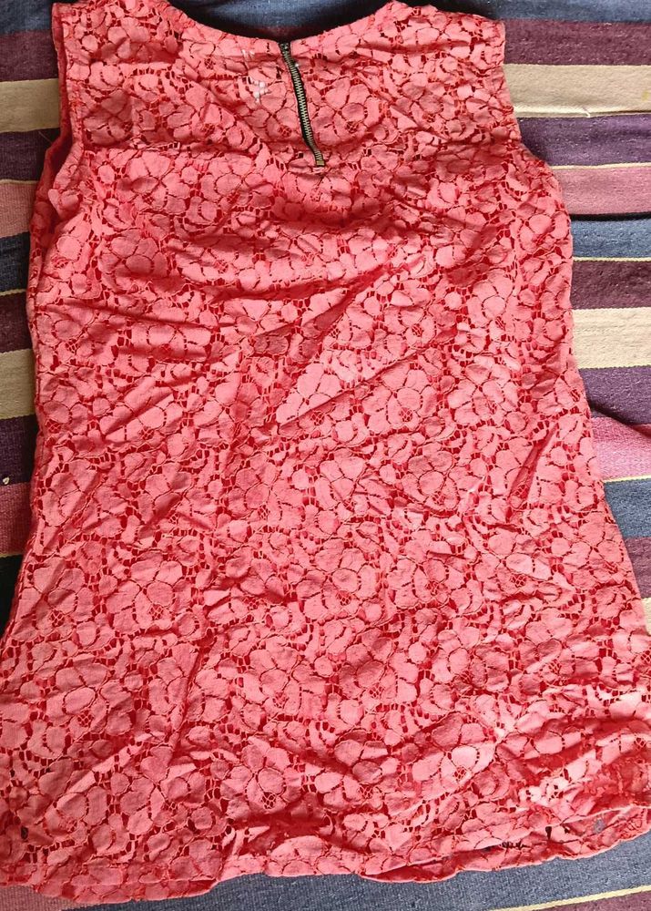 Coral Lace Top